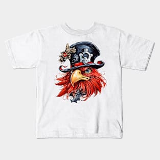 Watercolor Rooster Pirate #1 Kids T-Shirt